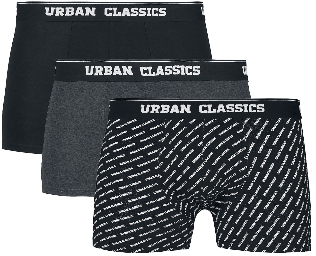 Urban Classics Boxer Shorts 3-Pack Boxers Set white black grey