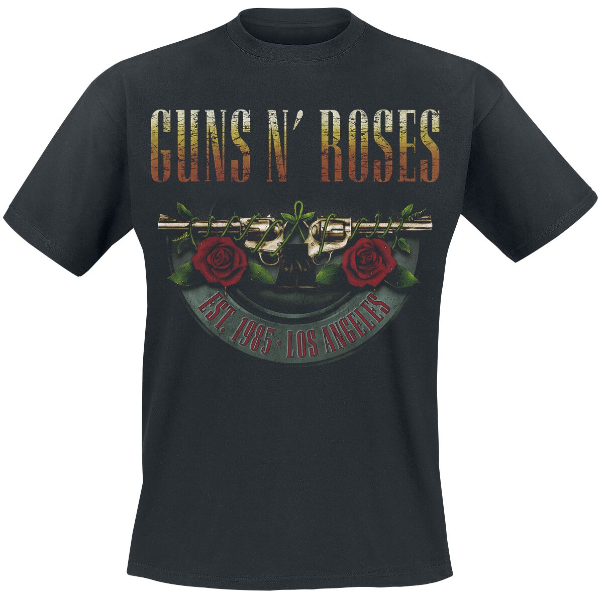 Guns N` Roses Logo and Bullet Europe Tour 2017 T-Shirt schwarz in 4XL