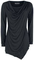 Schwarzes Langarmshirt mit Wasserfallausschnitt, Black Premium by EMP, Langarmshirt
