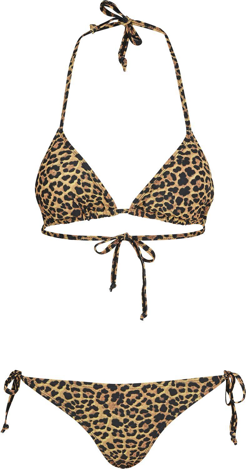 Image of Urban Classics - Ladies Leo Bikini - Set bikini - Donna - marrone nero