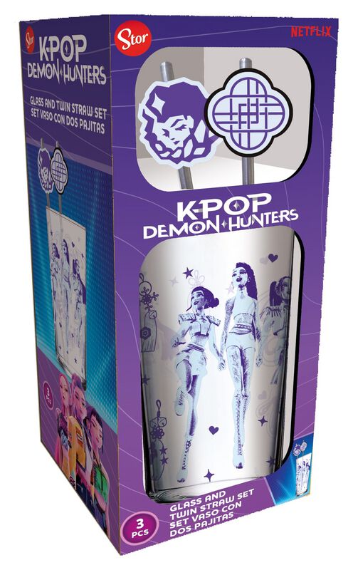 Verre  de KPop Demon Hunters - Glas Tumbler mit Trinkhalmen - pour Unisexe - multicolore