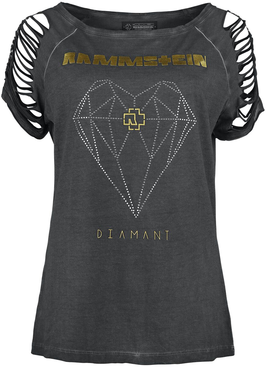 Rammstein T-Shirt - Diamant - S bis 5XL - für Damen - Größe M - dunkelgrau  - Lizenziertes Merchandise!