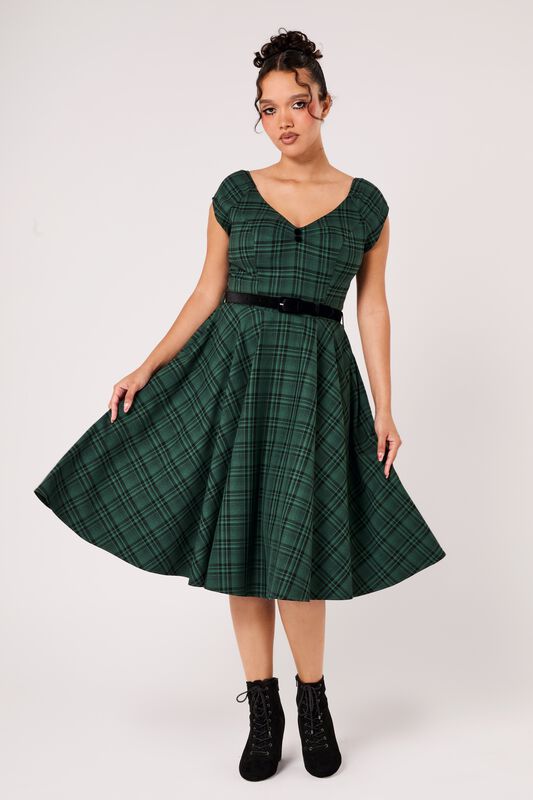 Robe mi-longue Rockabilly de Hell Bunny - EDEN DRESS - XS à 3XL - pour Femme - vert