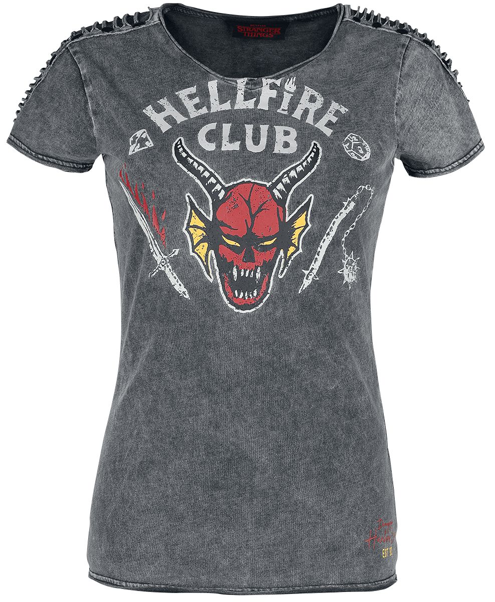 T-Shirt Manches courtes de Stranger Things - Hellfire Club - S à XXL - pour Femme - gris foncé