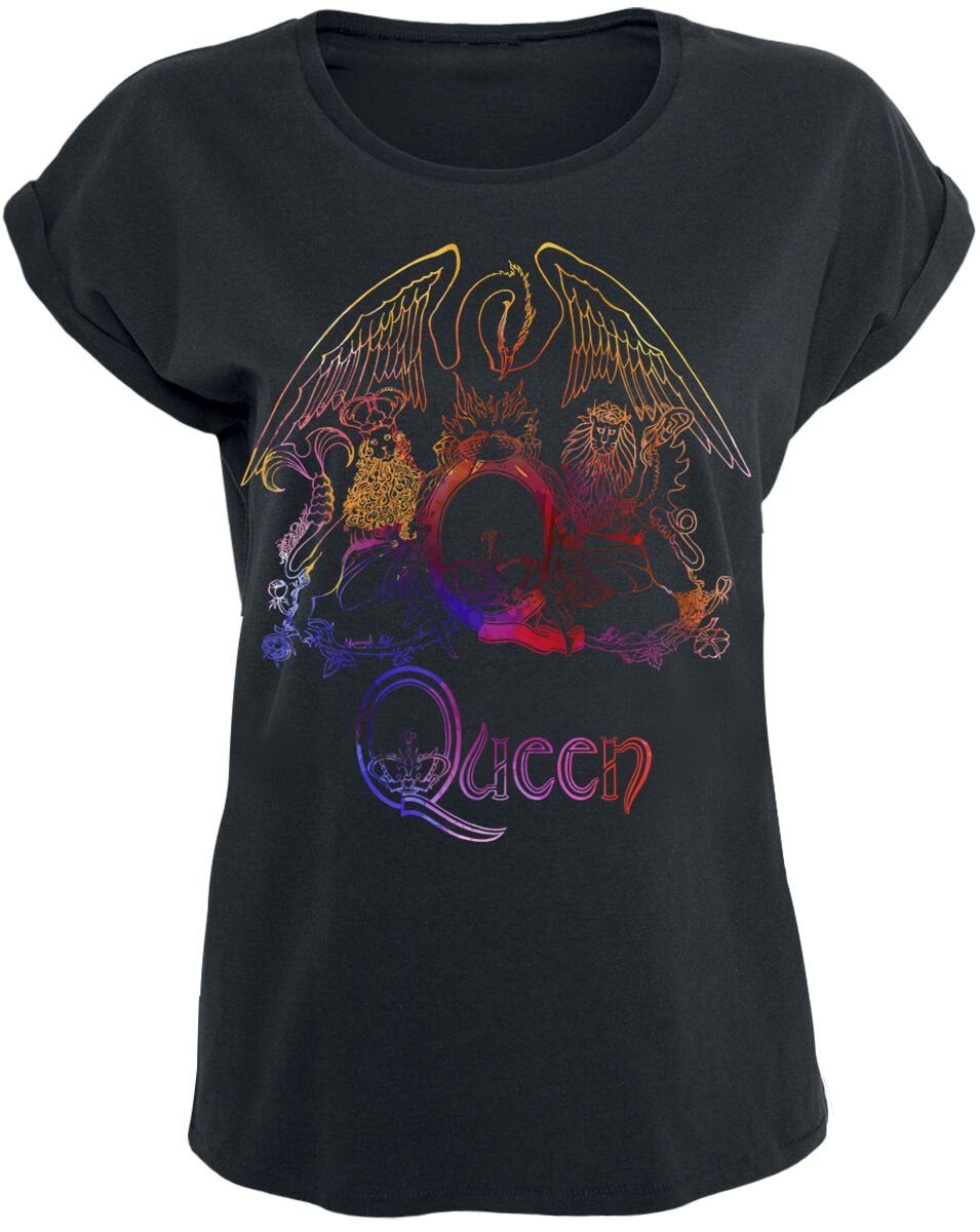 Neon Pattern Crest T-Shirt schwarz von Queen