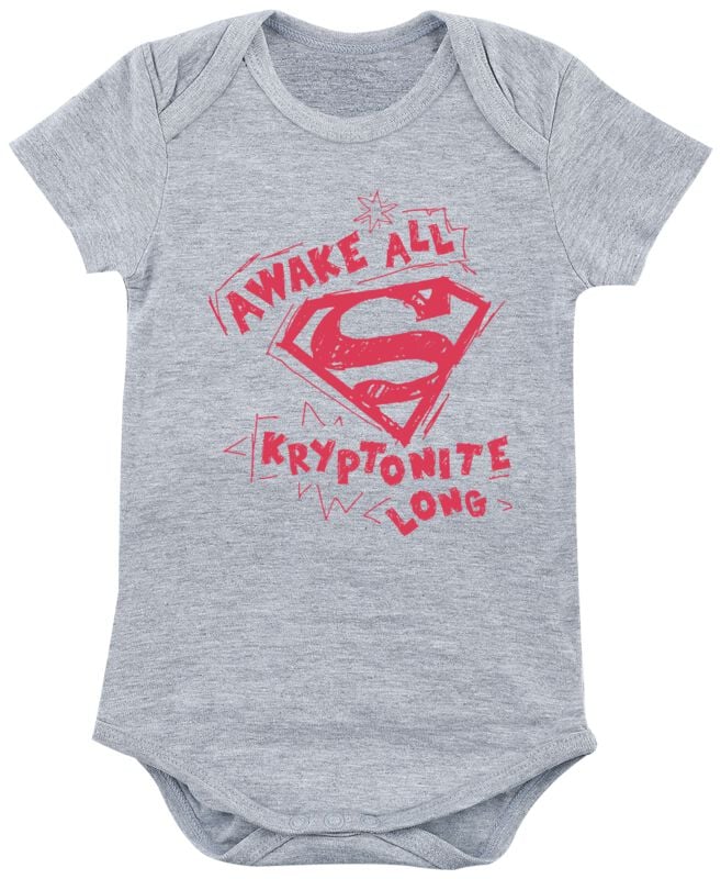 Superman - DC Comics Body für Neugeborene - Awake All Kryptonite Long - für Mädchen & Jungen - grau meliert  - EMP exklusives Merchandise!