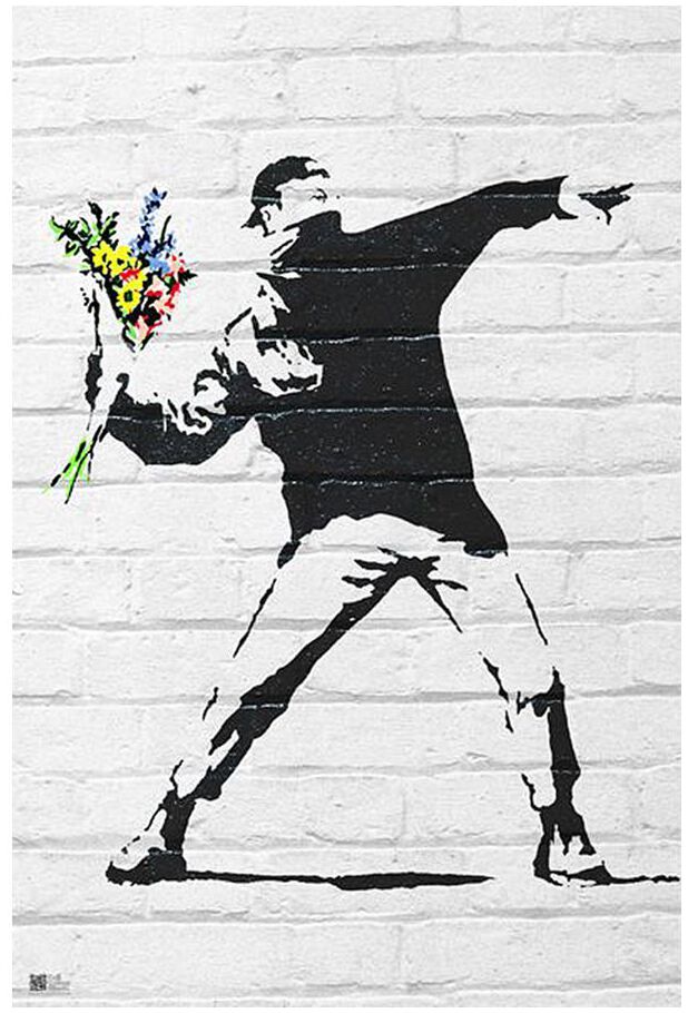 Banksy Throwing Flowers Poster multicolour