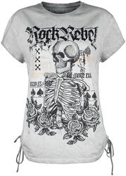 T-Shirt mit auffälligem Skull Print und Schriftzügen, Rock Rebel by EMP, T-Shirt