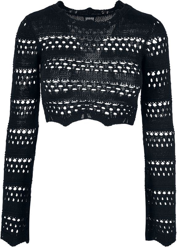 Ladies Cropped Crochet Knit Sweater