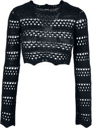 Ladies Cropped Crochet Knit Sweater, Urban Classics, Sweatshirt