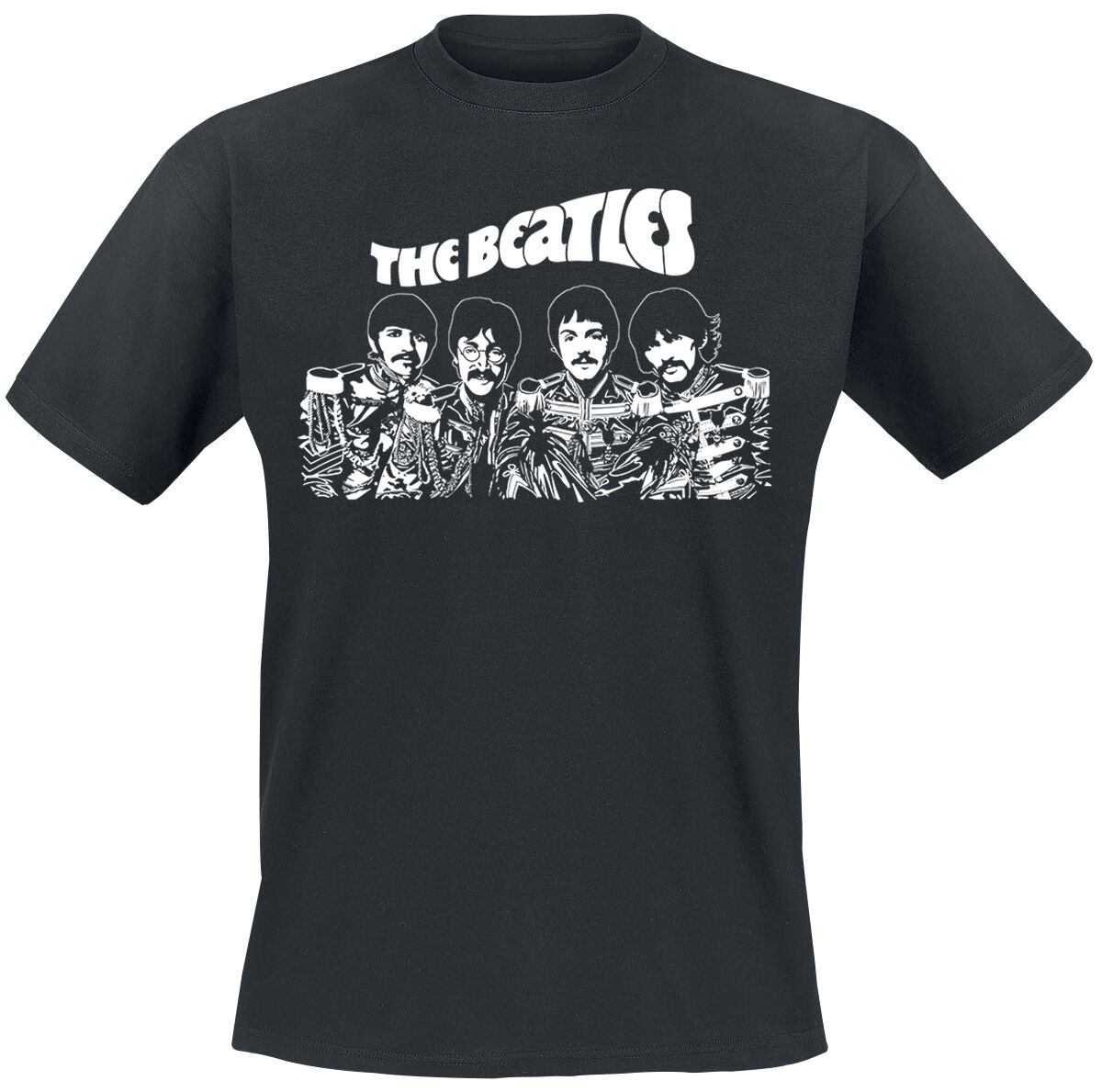 The Beatles Sgt Peppers Cartoon T-Shirt black