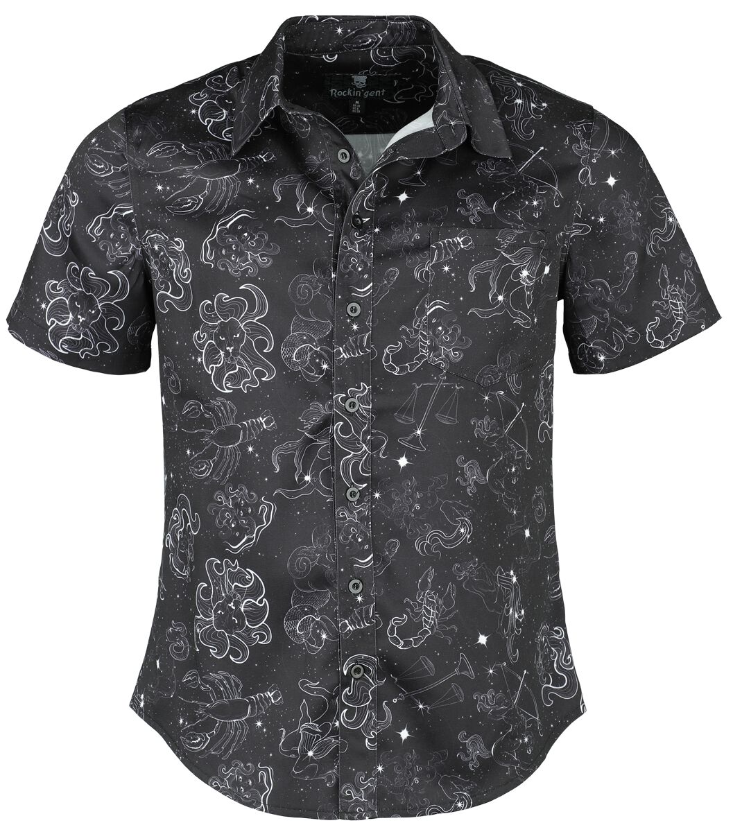Image of Camicia Maniche Corte di Rockin' Gent shirt - Zodiac Constellation - S a XXL - Uomo - nero