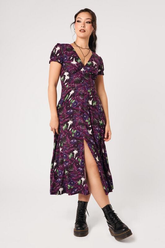 Hell Bunny - Rockabilly Midi-jurk - DEADLY BOUQUET DRESS - XS tot 4XL - voor Vrouwen - meerkleurig