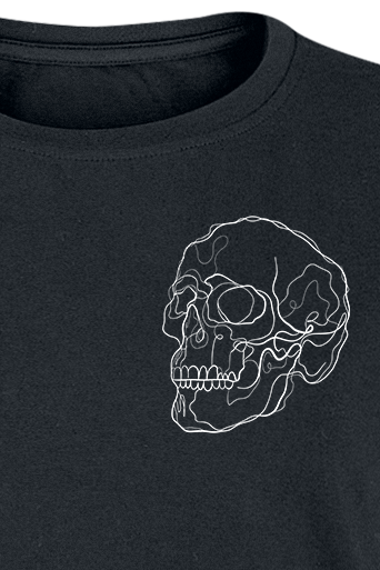 Lara Lineart Skull In Lilac T-Shirt schwarz