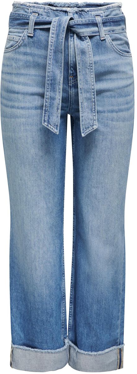 Only Jeans - Onlmaddie Ex HW Wide Belt Fold UP DNM - W25L30 bis W31L32 - für Damen - Größe W26L32 - blau