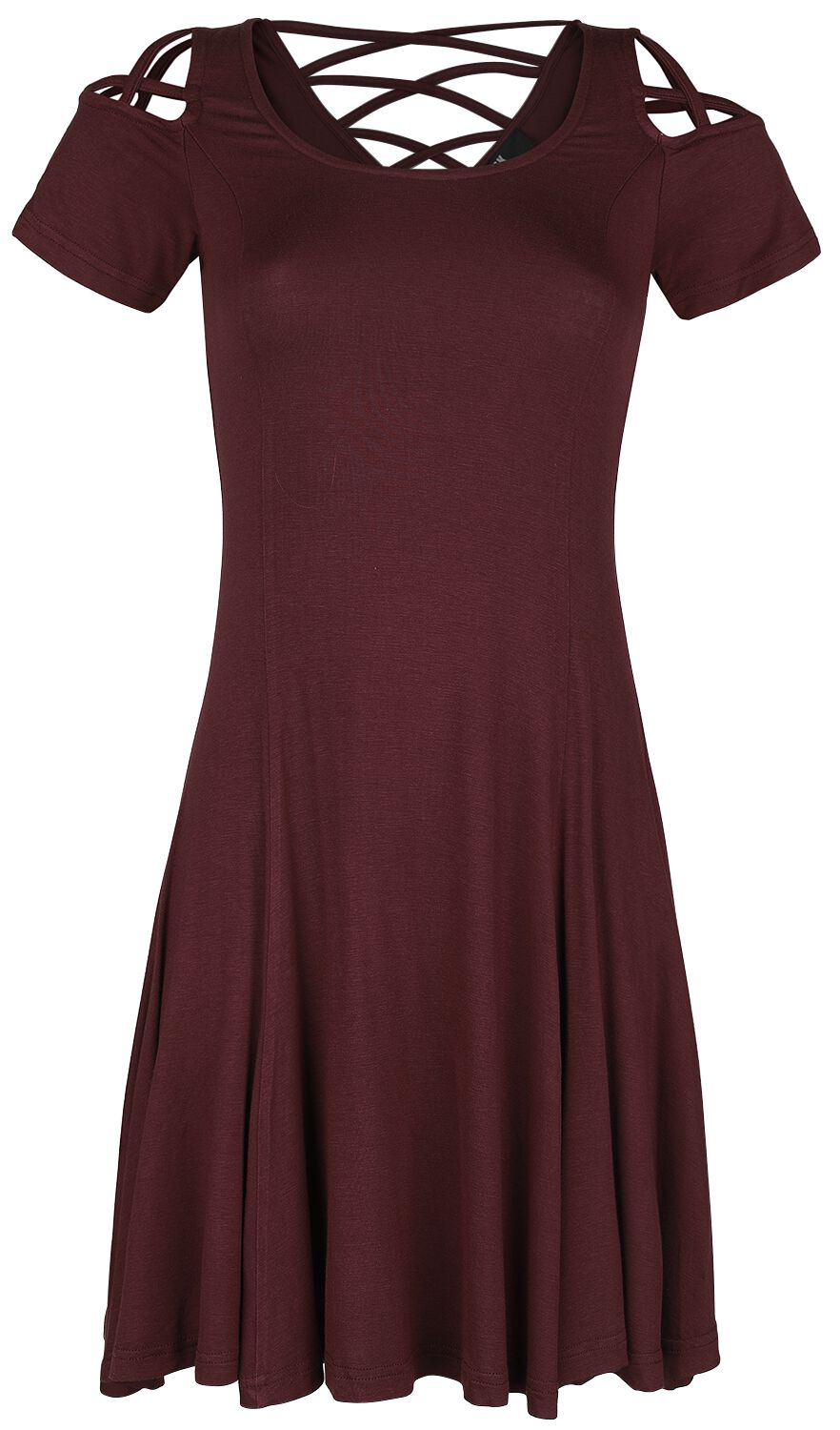 Levně Black Premium by EMP Tmavě červené šaty s ozdobným šněrováním Šaty červená