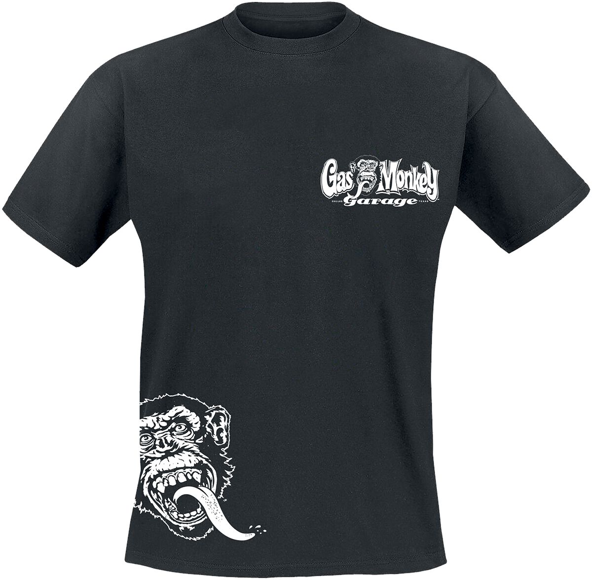 Gas Monkey Garage T-Shirt - Side Kick - L bis XL - für Männer - Größe L - schwarz  - Lizenzierter Fanartikel