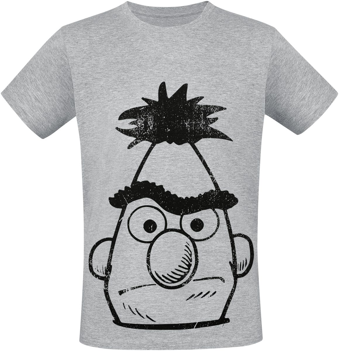 Levně Sesame Street Bert - Huge Face Tričko šedá