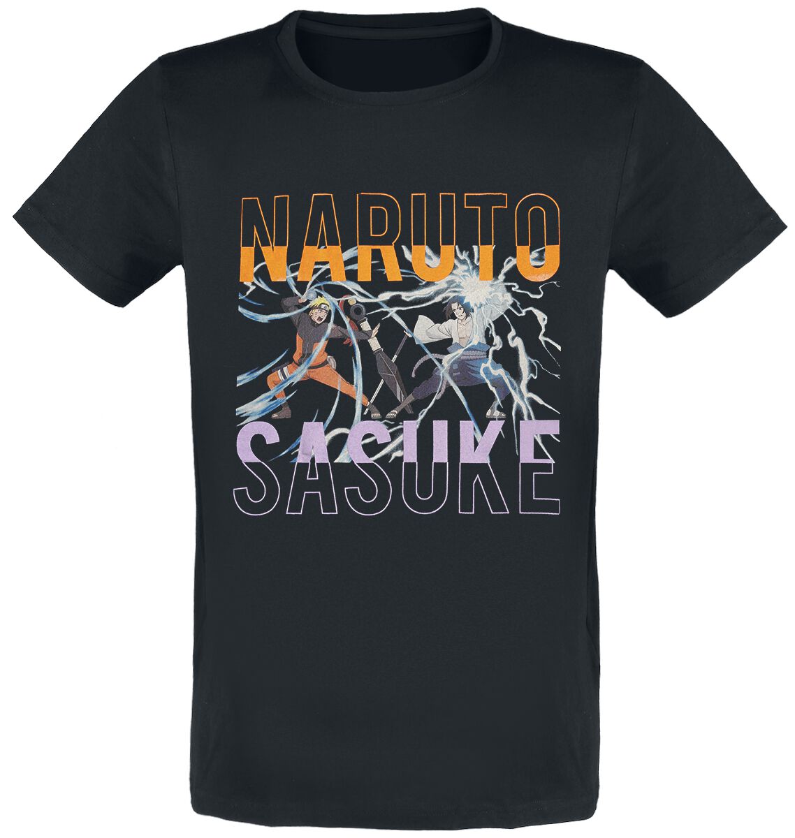 Image of T-Shirt Anime di Naruto - Shippuden - Naruto and Sasuke - M a XXL - Uomo - nero