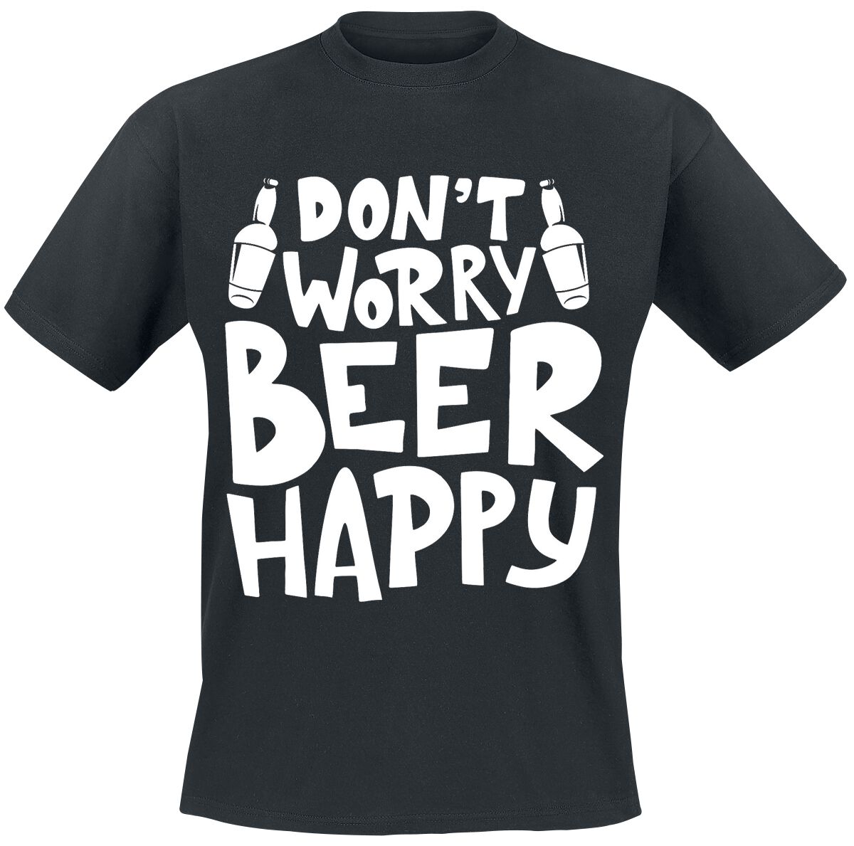 Alcohol & Party Don't Worry Beer Happy T-Shirt black