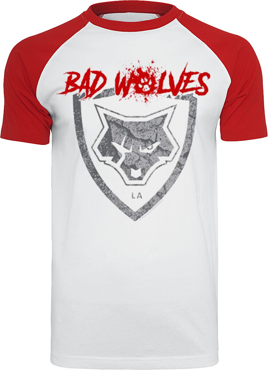 Bad Wolves Paw Logo Shield T-Shirt white red