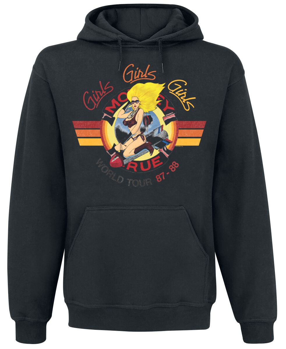 Mötley Crüe Girls Girls Girls Bomber Tour Vintage Kapuzenpullover schwarz Mötley Crüe Girls Girls Girls Bomber Tour Vintage Kapuzenpullover schwarz