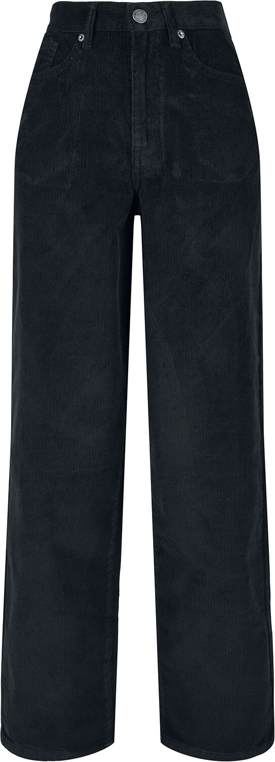 Levně Urban Classics Dámské, široké, manšestrové kalhoty ve stylu 90-tých let s vysokým pasem Dámské džíny černá