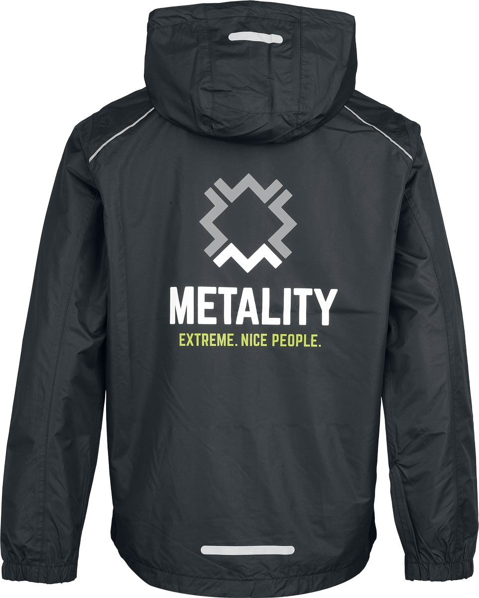 4068143377287 - Herren Rain Jacket Kapuzenjacke schwarz silberfarben in S