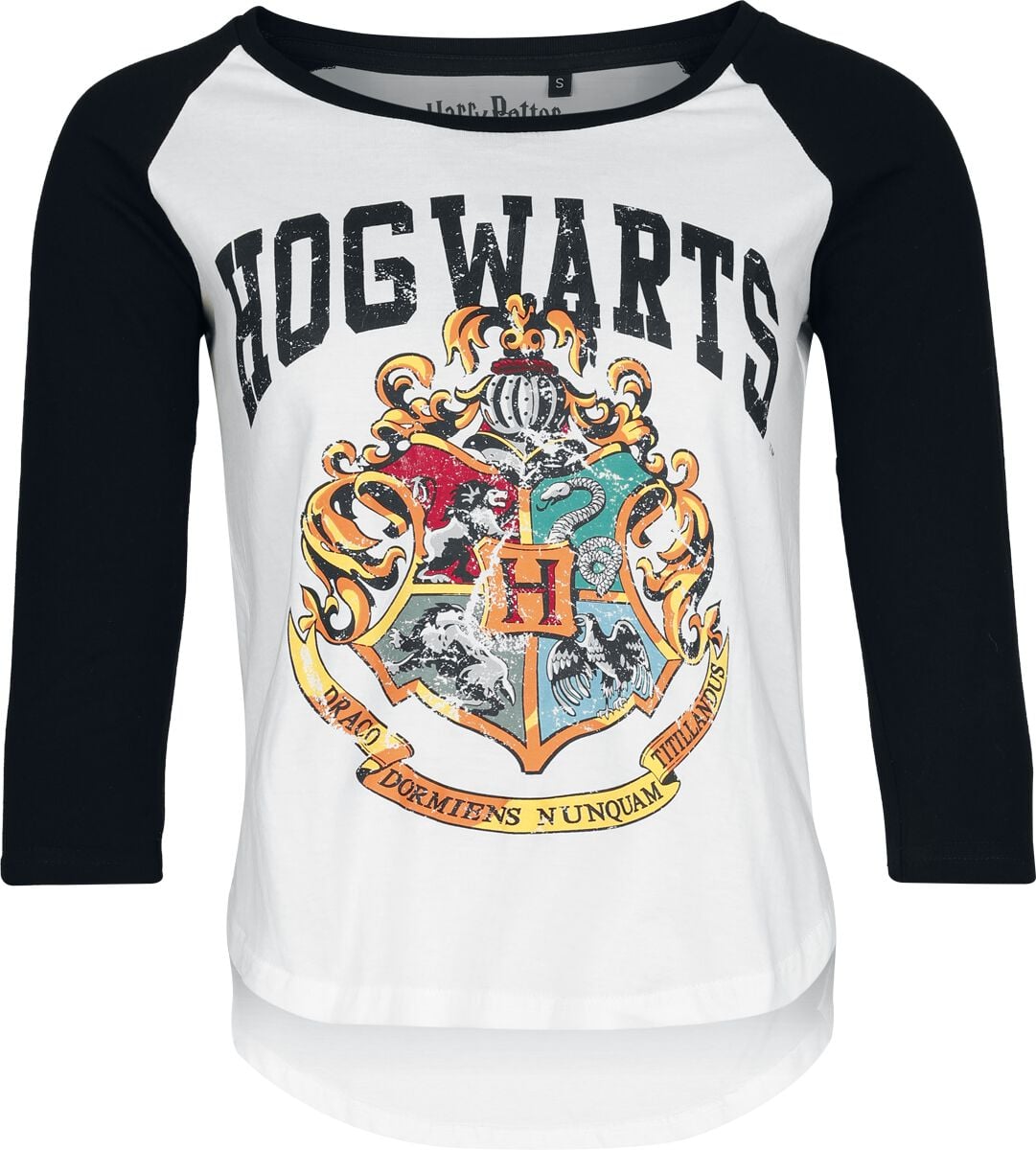 Langarmshirt - Hogwarts - Grunge - S bis XXL - für Damen - Größe S - weiß/schwarz - EMP exklusives Merchandise! - Frauen - female