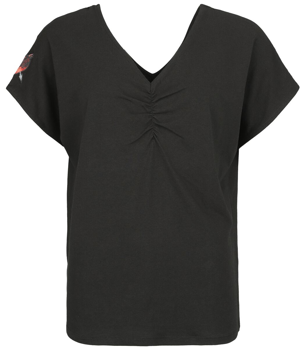 Image of T-Shirt di Black Premium by EMP - T-shirt with shirred V-neck - S a XXL - Donna - nero