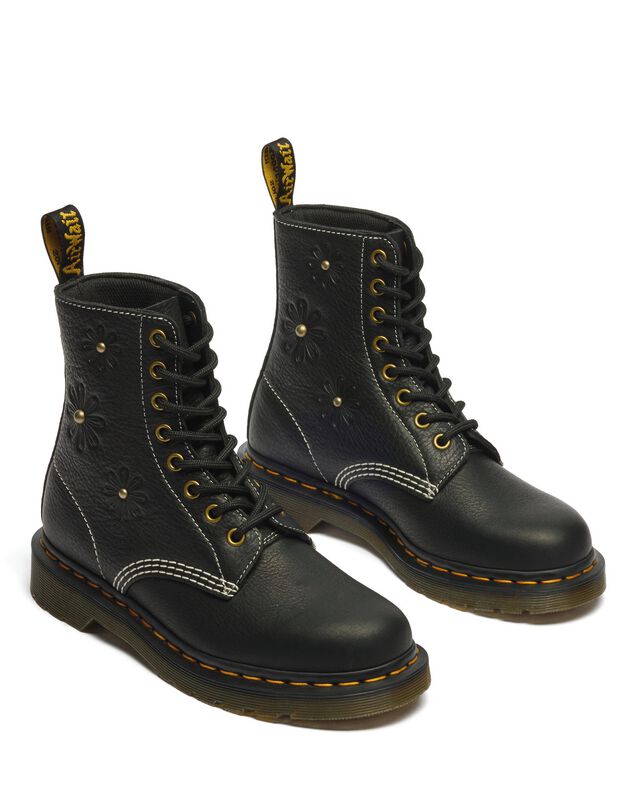Dr. Martens Naisten Musta Varsikengät - 1460 Pascal Flower - Eu36- Eu41 - Varten Naiset
