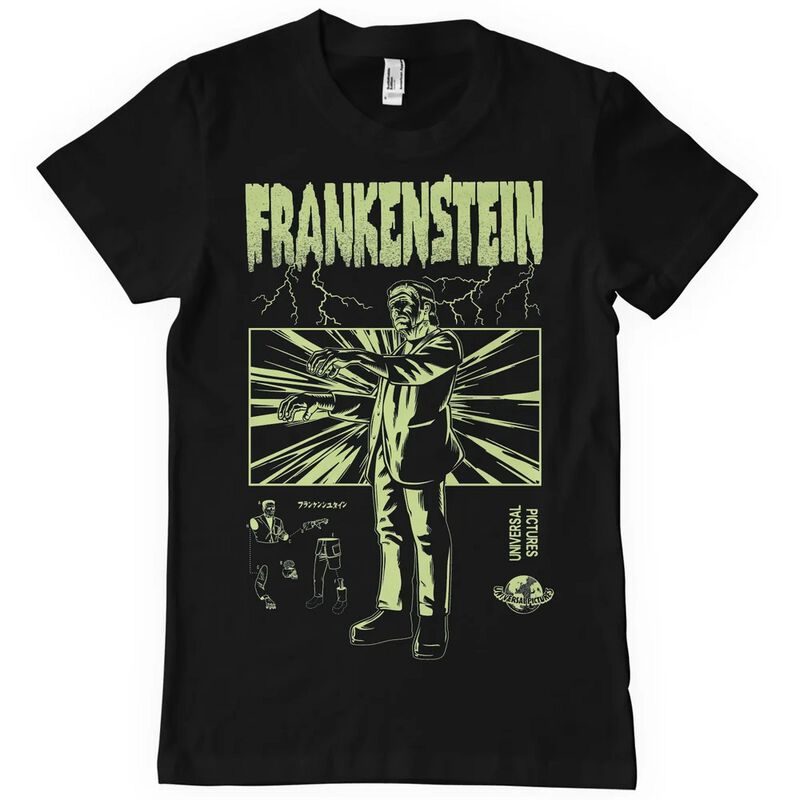 Universal Monsters T-Shirt - Frankenstein Retro - S bis XXL - für Männer - Größe S - schwarz  - Lizenzierter Fanartikel