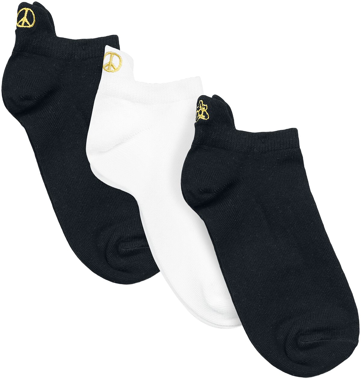 Urban Classics Peace Fancy Edge No Show Socks 3-Pack Socken schwarz weiß in EU 39-42