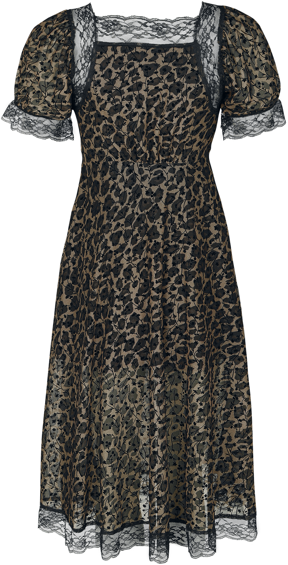 Jawbreaker - Gothic Kleid knielang - Leopard Midi Dress - XS bis XXL - für Damen - Größe XS - braun/schwarz