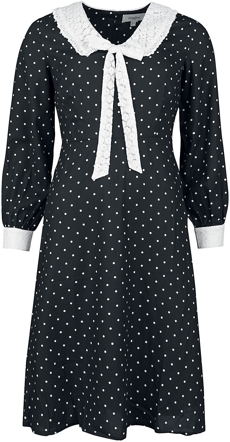 Timeless London - Rockabilly Kleid knielang - Bow Front Dress - XS bis L - für Damen - Größe XS - schwarz/weiß