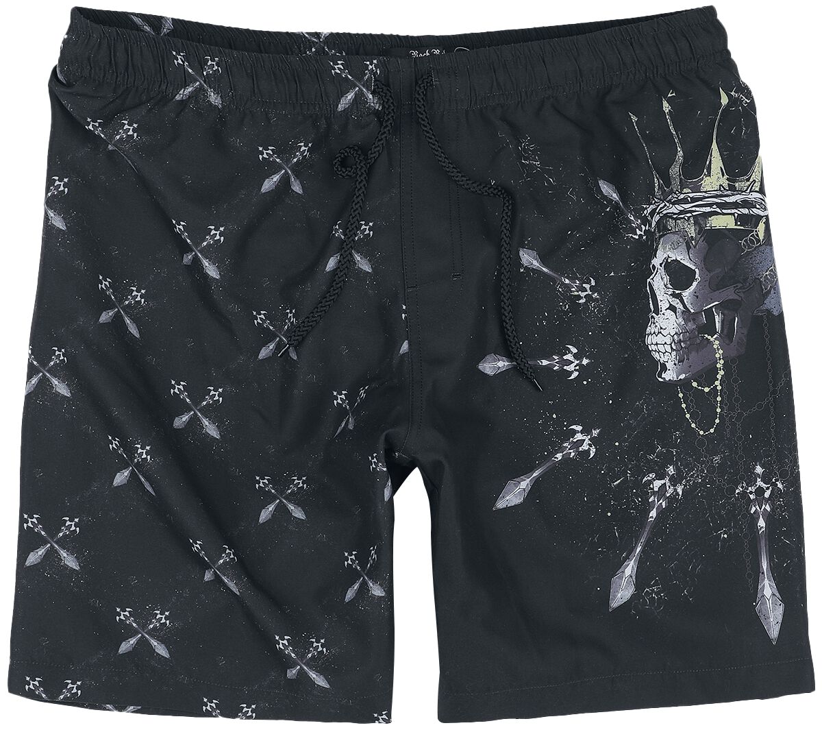 Image of Bermuda di Rock Rebel by EMP - swim shorts with skull king and sword - S a XXL - Uomo - nero