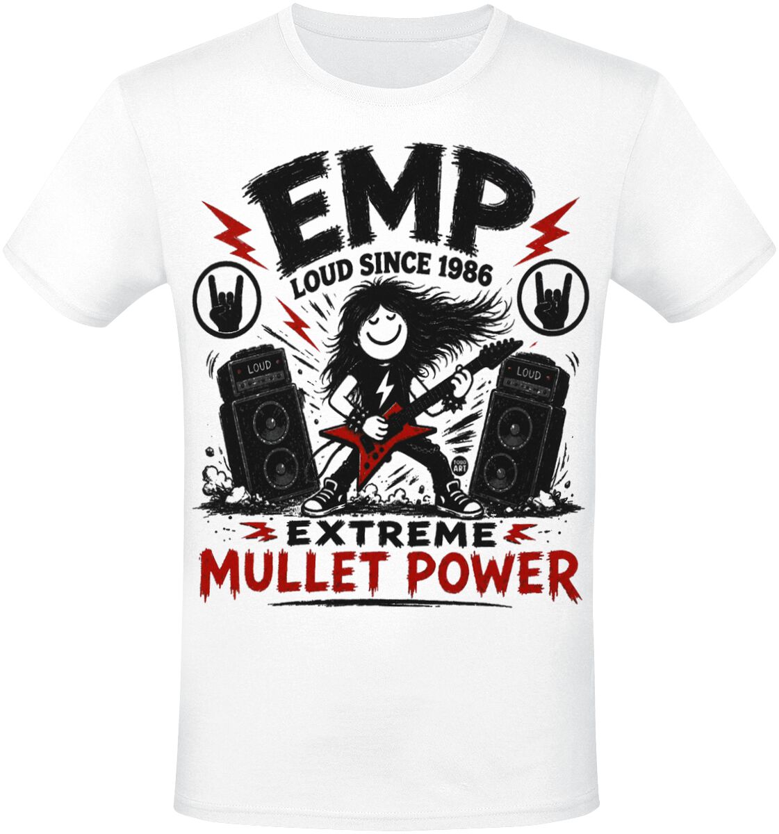 Todd Goldman - Fun T-shirt - EMP: Extreme Mullet Power - M tot 3XL - voor Mannen - wit