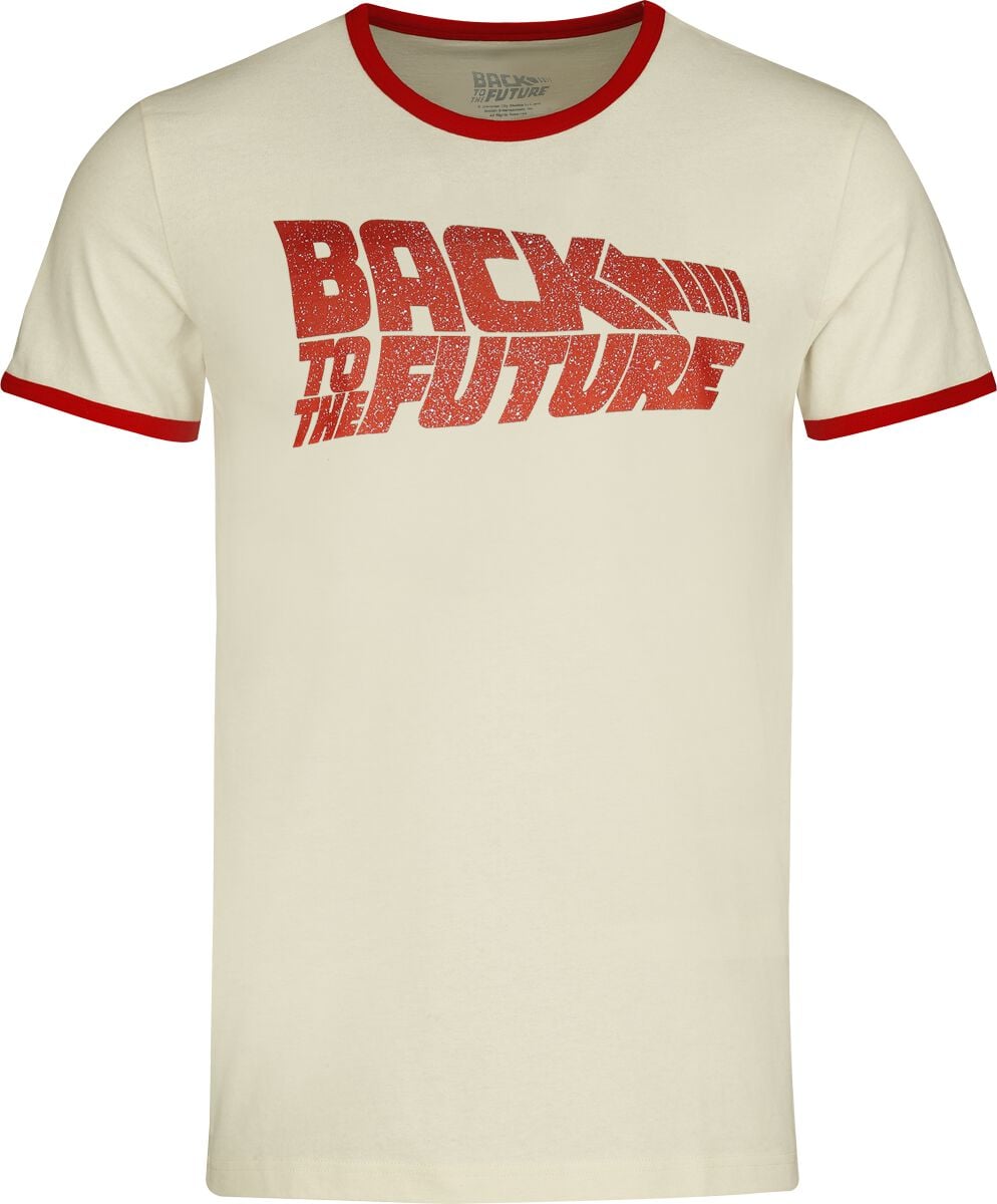 T-Shirt Manches courtes  de Retour Vers Le Futur - Logo - Ringer Shirt - L à 3XL - pour Homme - blanc cassé