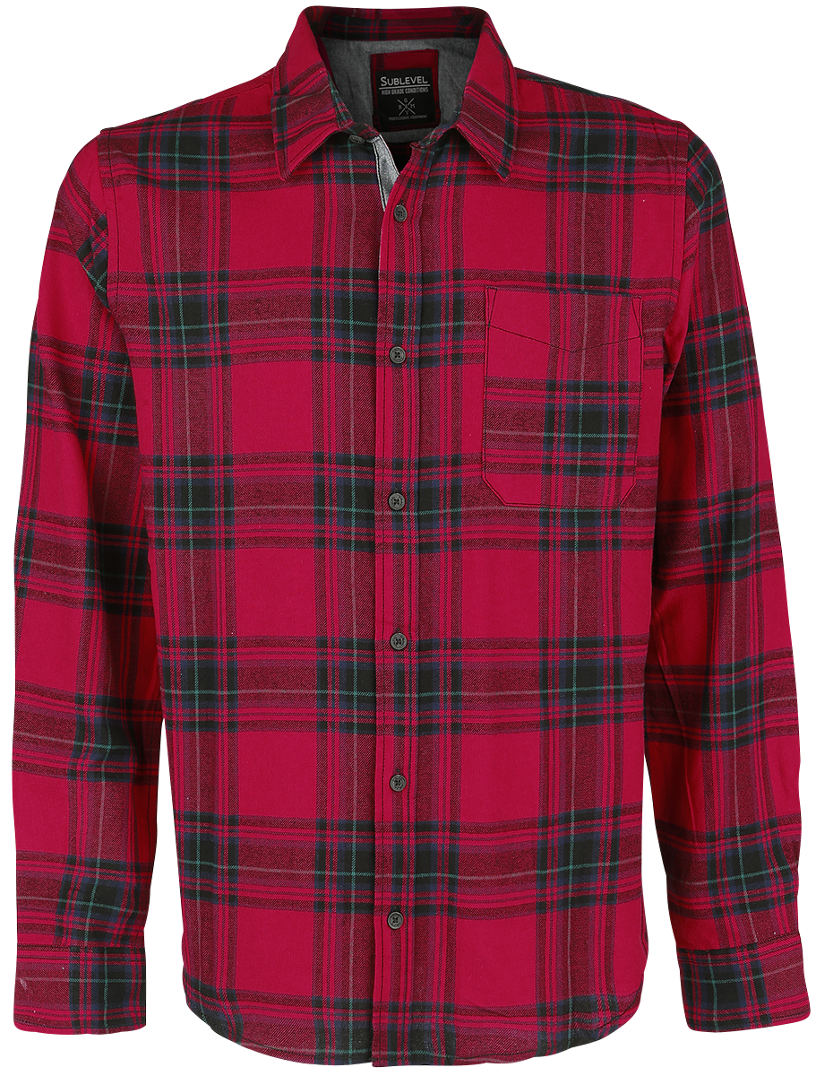 Sublevel - Mens Flanell Check Shirt - Shirt - red-black image
