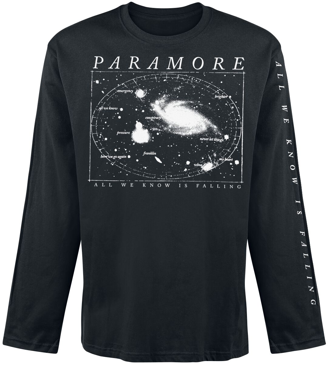 Paramore Tracklist Galaxy Langarmshirt schwarz – 26.48% Rabatt