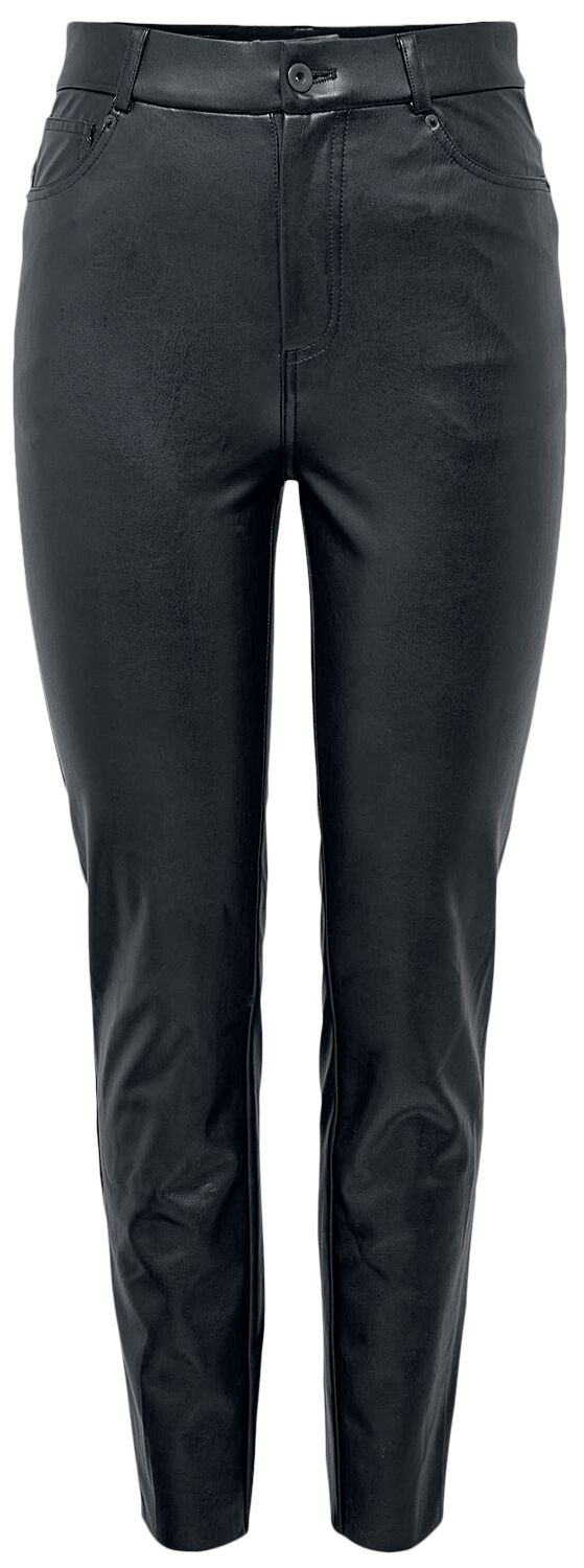 only onlemily hw st ank faux imitation leather trousers black