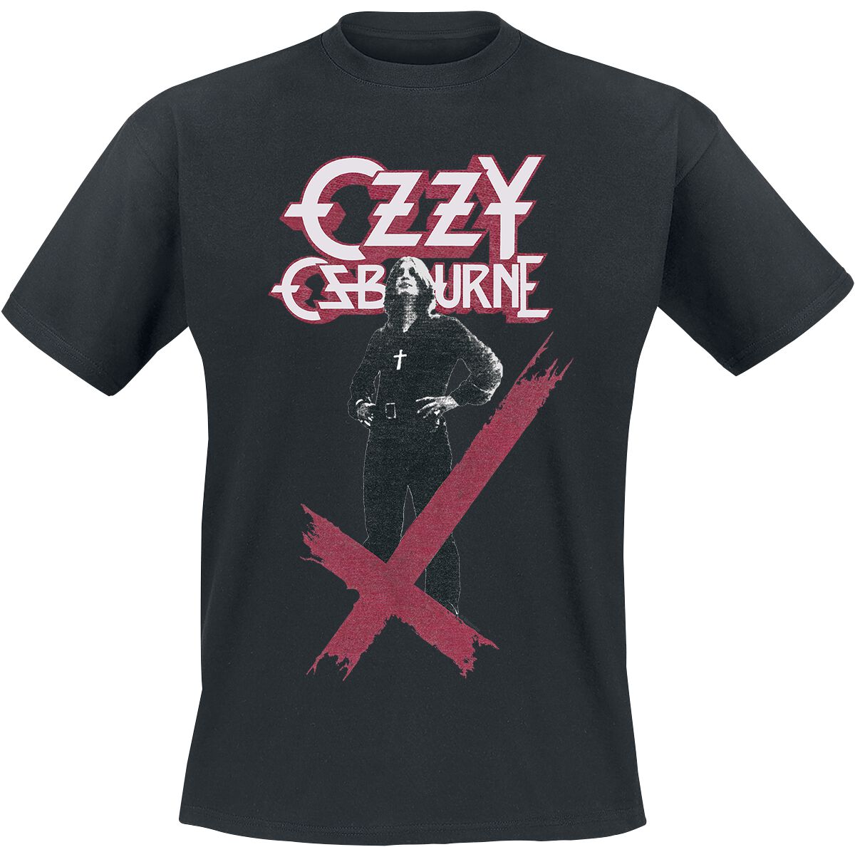 Levně Ozzy Osbourne Crosses Stacked Logo Tričko černá