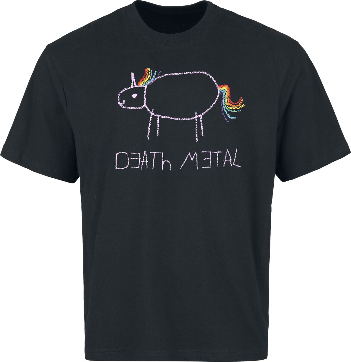 T-Shirt Oversize Fun de Death Metal Unicorn - Death Metal Unicorn - Oversize - S à 3XL - pour Homme - noir