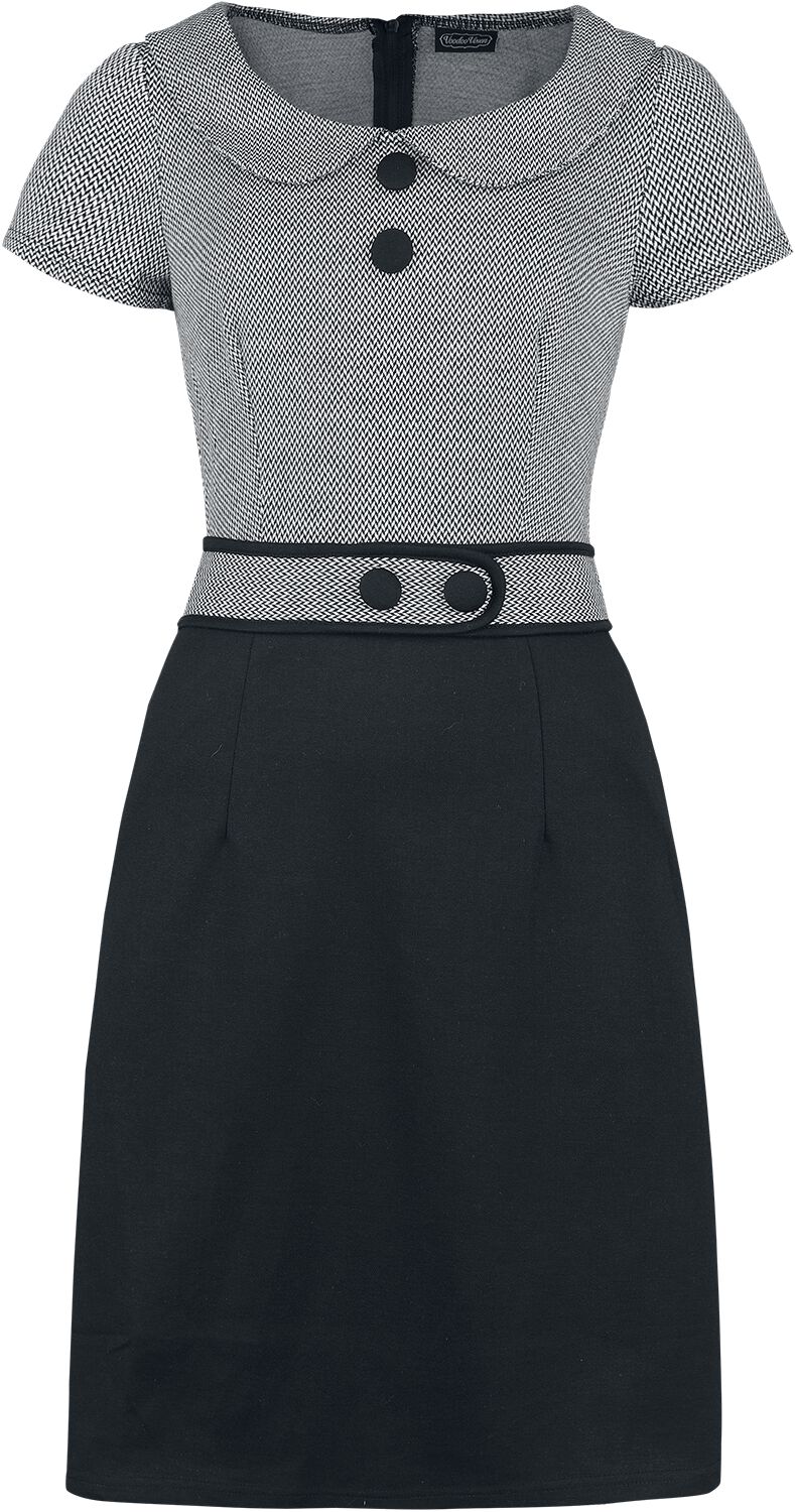 Mod Dress With Collared Neckline Mittellanges Kleid schwarz/grau von Voodoo Vixen