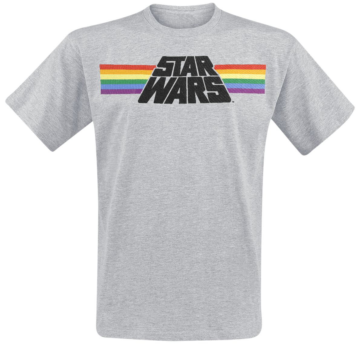 Star Wars T-Shirt - Classic Rainbow - M bis 3XL - für Männer - Größe L - grau meliert  - Lizenzierter Fanartikel