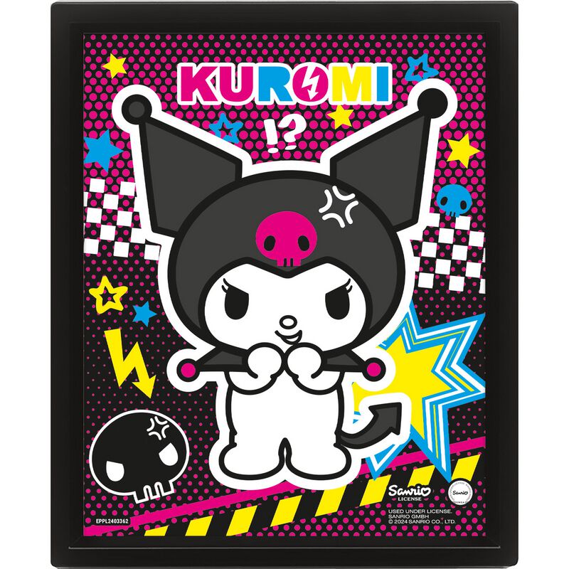 Sanrio Dekoartikel - Kuromi Punky Lenticular Framed 3D - multicolor  - Lizenzierter Fanartikel