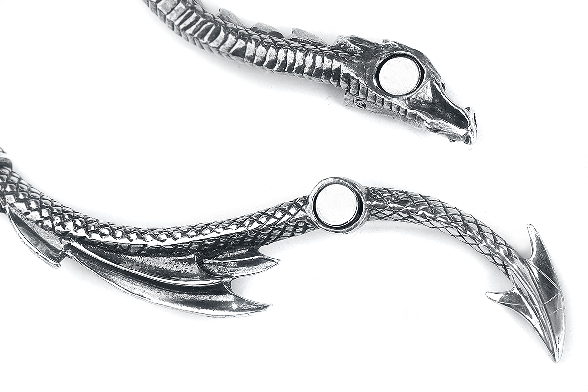 Alchemy Gothic Dragons Lure Necklace Halskette silberfarben