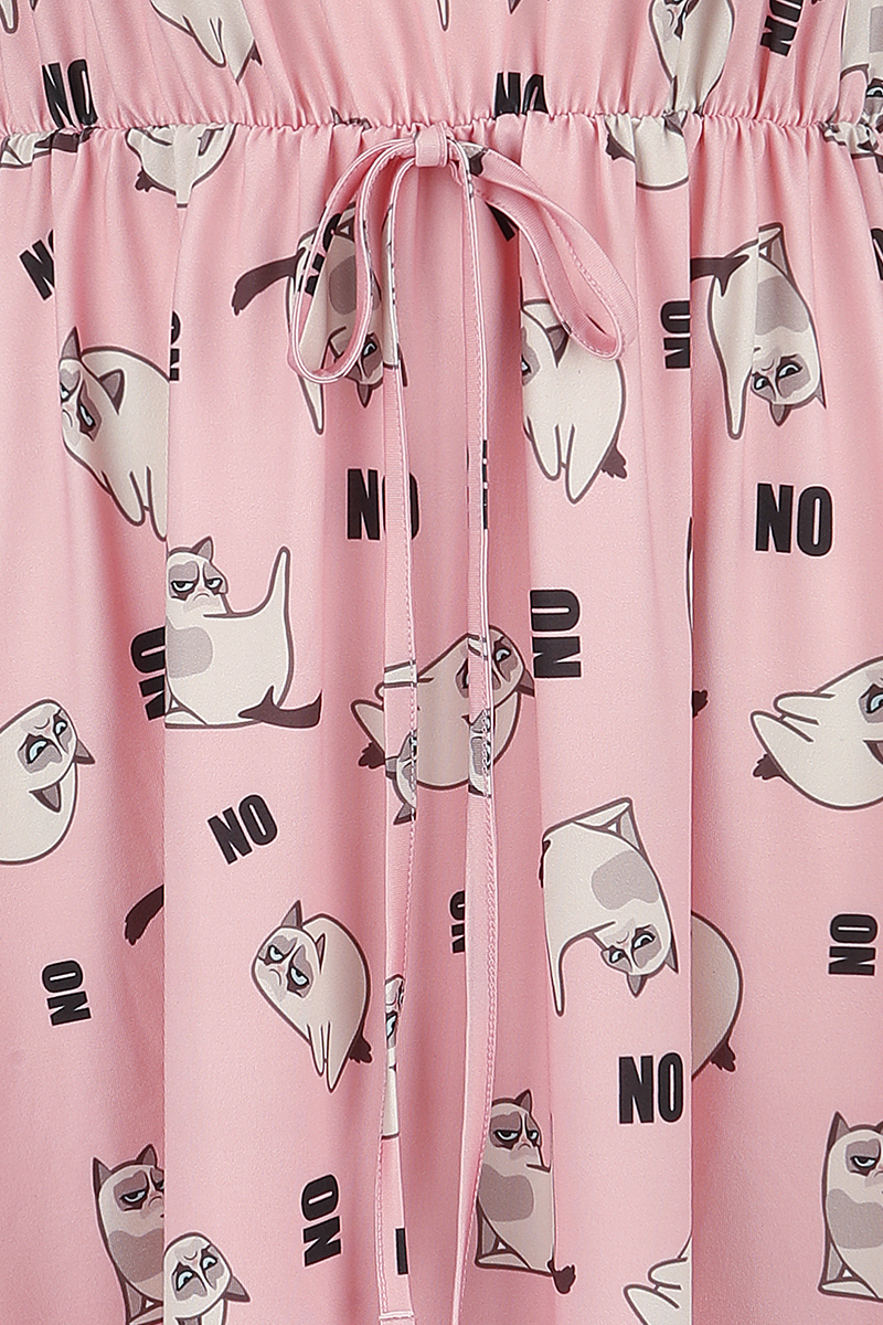 Grumpy Cat Allover Mittellanges Kleid multicolor