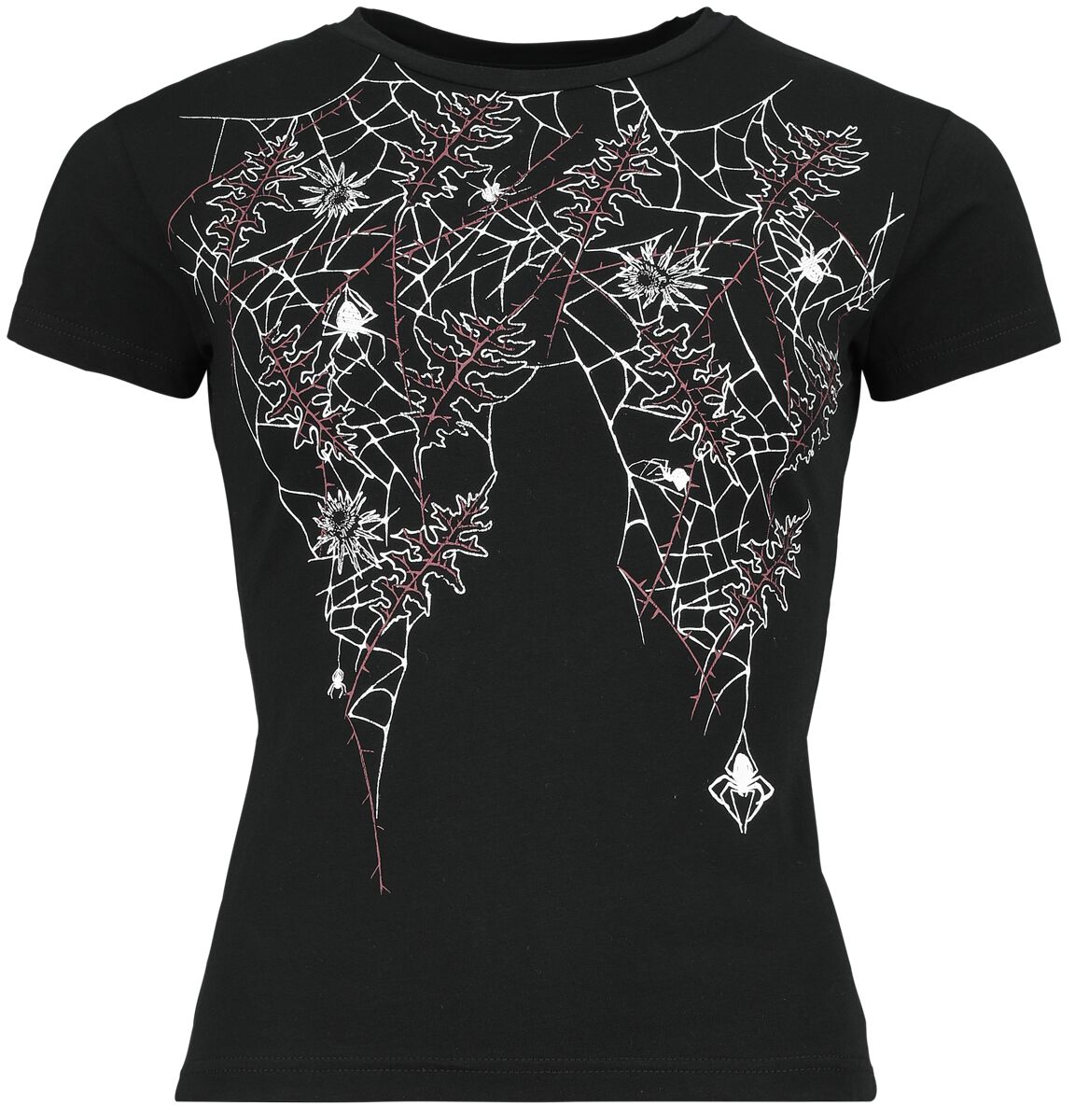Image of T-Shirt Gothic di Gothicana by EMP - T-shirt with spider’s webs - XS a XXL - Donna - nero