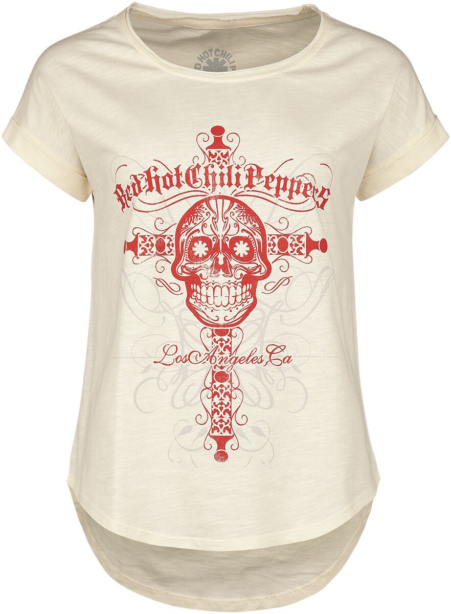 Red Hot Chili Peppers T-Shirt - LA Skull - S bis XXL - für Damen - Größe M - beige  - Lizenziertes Merchandise!